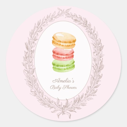 Sticker Rond Bonjour Bebe Pâtisserie Française Macarons (Devant)