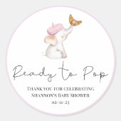 Sticker Rond Bonjour Bebe Romantique Français Baby shower fille (Devant)