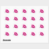 Sticker Rond Bonjour belle avec Lipstick rose (Feuille)
