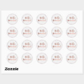 Sticker Rond Bonjour belle rose typographie or marbre (Feuille)