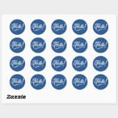 Sticker Rond Bonjour bleu classique (Feuille)