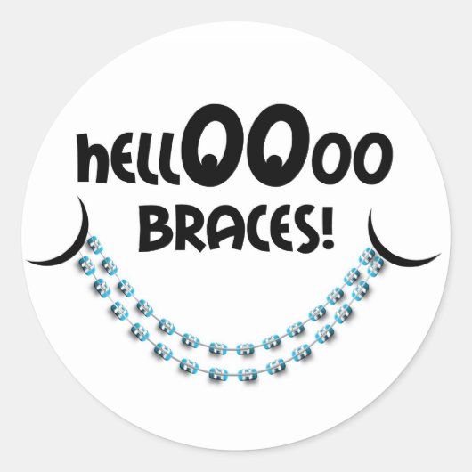 Sticker Rond Bonjour Braces Bleues (Devant)
