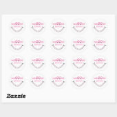 Sticker Rond Bonjour Braces Rose (Feuille)