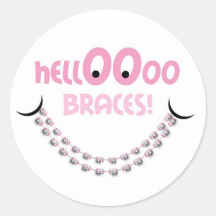 Sticker Rond Bonjour Braces Rose