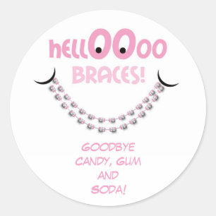 Sticker Rond Bonjour Brève Pink Orthodontist Rappel Patient