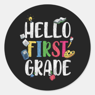 Sticker Rond Bonjour Cadeau pour la classe de CP pour enfants