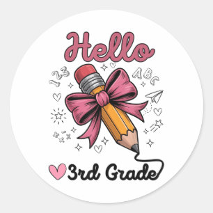 Sticker Rond Bonjour Chemise 3e Année Retour À L'École Crayon B