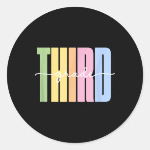 Sticker Rond Bonjour Chemise de 3e année - Filles tenue de 3e a