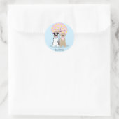 Sticker Rond Bonjour Chiens De Printemps Par Cherry Blossom Tre (Sac)