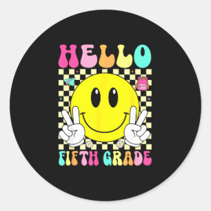 Sticker Rond Bonjour cinquième année sourire rétro visage retou