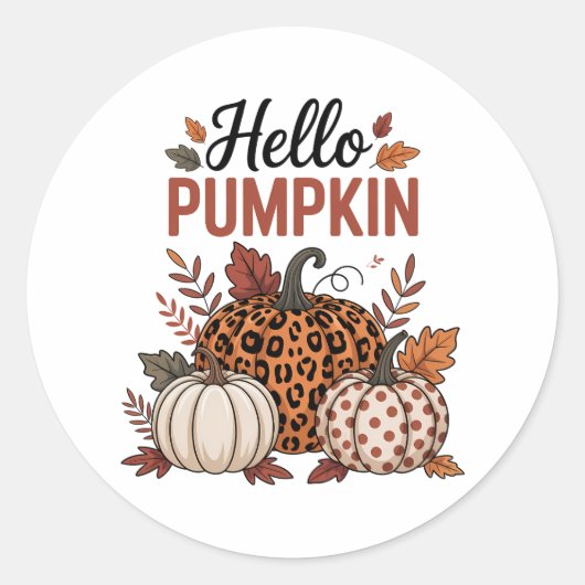 Sticker Rond Bonjour Citrouille Automne automne (Devant)