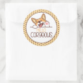 Sticker Rond Bonjour Corgi Chien (Sac)