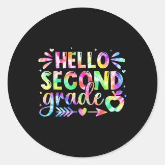 Sticker Rond Bonjour cravate tie-dye arc-en-ciel de deuxième an