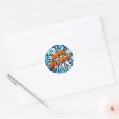 Sticker Rond BONJOUR D'ANNIVERSAIRE amusant Retro Comic Book (Enveloppe)