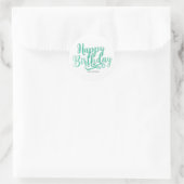 Sticker Rond BONJOUR D'ANNIVERSAIRE Minty Green & White Custom (Sac)