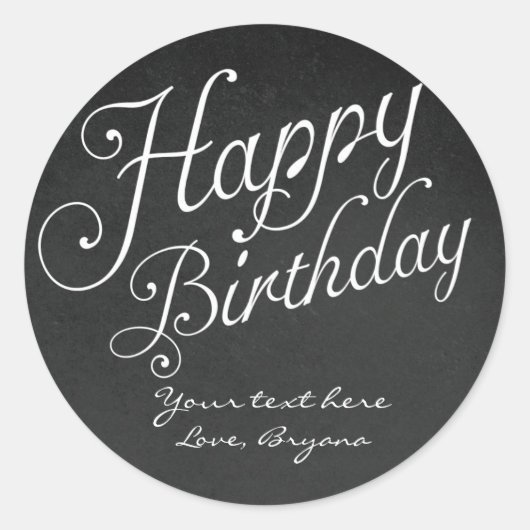 Sticker Rond BONJOUR D'ANNIVERSAIRE type Chalkboard Chalk Stick (Devant)