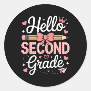 Sticker Rond Bonjour Deuxième Année Funny Retour à l'école 2e A