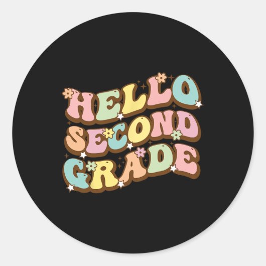 Sticker Rond Bonjour Deuxième Année Pour Les Étudiants Enseigna (Devant)
