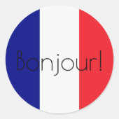 Sticker Rond Bonjour drapeau français bleu rouge (Devant)