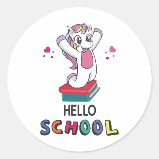 Sticker Rond Bonjour école (Devant)