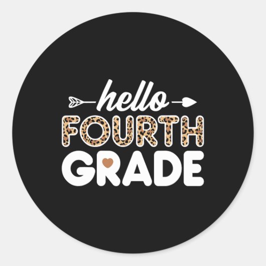 Sticker Rond Bonjour Empreinte de léopard de 4e année Enseignan (Devant)