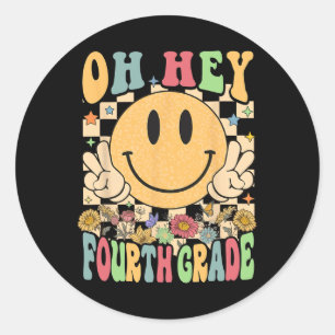 Sticker Rond Bonjour Enseignants de 4e année Étudiante de 4e an