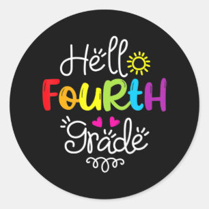 Sticker Rond Bonjour Équipe de quatrième année 4e année Retour