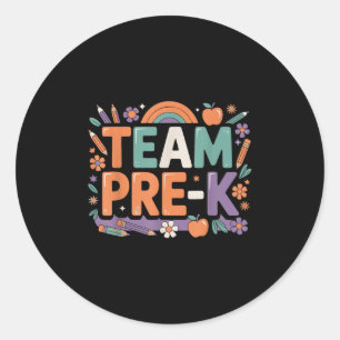 Sticker Rond Bonjour Équipe Pré-k Retour À L'École Amusement Po