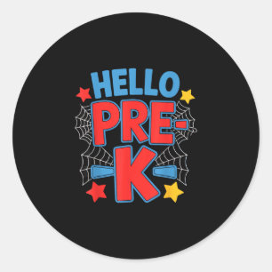 Sticker Rond Bonjour équipe préscolaire pré-maternelle araignée