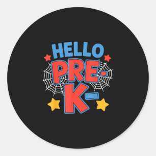 Sticker Rond Bonjour équipe préscolaire pré-maternelle araignée