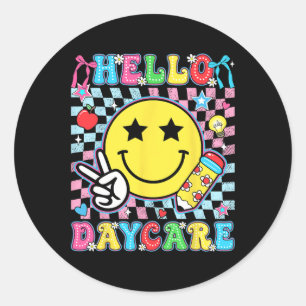 Sticker Rond Bonjour Garderie Retour à l'école Premier Jour de