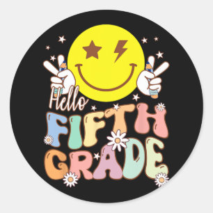 Sticker Rond Bonjour Hippie de cinquième année visage souriant 