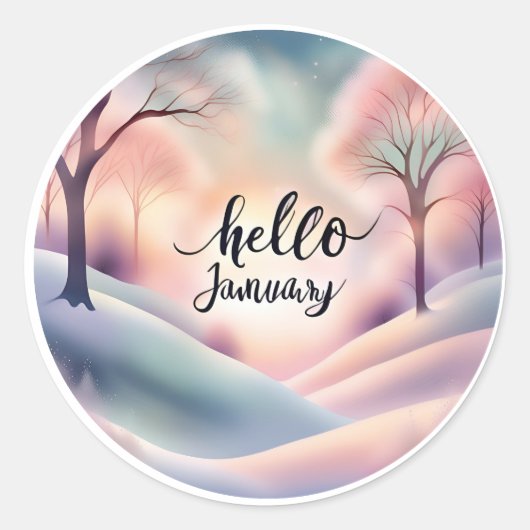 Sticker Rond Bonjour janvier (Devant)