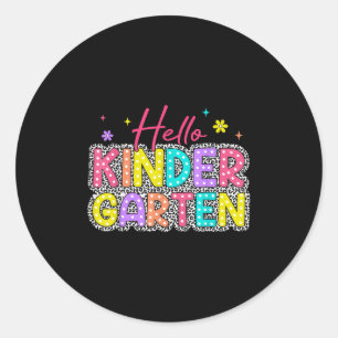 Sticker Rond Bonjour jardin d'enfants Leopard Back School Educa