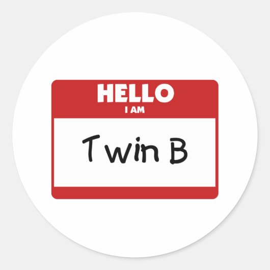 Sticker Rond Bonjour Je Suis Twin B (Devant)