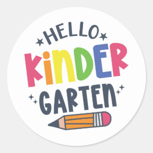 Sticker Rond Bonjour maternelle à l'école