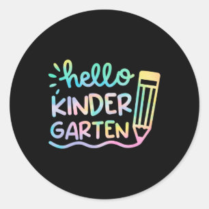 Sticker Rond Bonjour maternelle Tie Dye Enseignants Enfants Byc