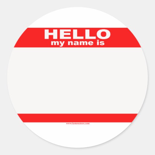 Sticker Rond Bonjour mon nom est BLANK (Devant)