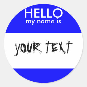 Sticker Rond BONJOUR mon nom est (BLEU)