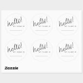 Sticker Rond Bonjour Mon Nom Est Décontracté Script Name Tag (Feuille)