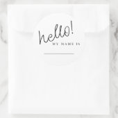 Sticker Rond Bonjour Mon Nom Est Décontracté Script Name Tag (Sac)