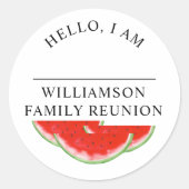 Sticker Rond Bonjour Mon Nom Est Réunion Familiale (Devant)