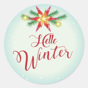 Sticker Rond Bonjour Noël de vacances d'hiver et nouvelle ann