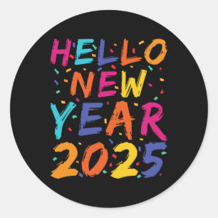 Sticker Rond Bonjour Nouvel An 2025 Famille Matching Celebratio
