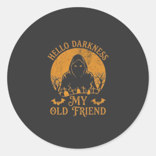 Sticker Rond Bonjour obscurité, vieil ami, faucheur, lune orang
