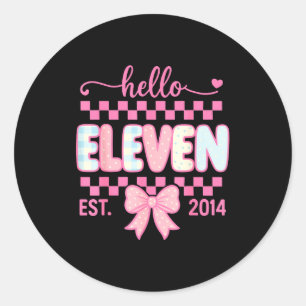 Sticker Rond Bonjour onze est 2014 Coquette Arc Heureux 11e ann