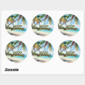 Sticker Rond Bonjour Palmiers (Feuille)