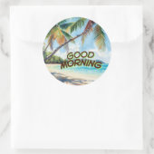 Sticker Rond Bonjour Palmiers (Sac)