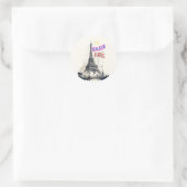 Sticker Rond Bonjour Paris coloré (Sac)