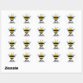 Sticker Rond Bonjour Partout Buzzy Funny Bee Pun (Feuille)
